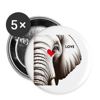 Amour d’éléphant - Lot de 5 petits badges (25 mm) - blanc - Devant