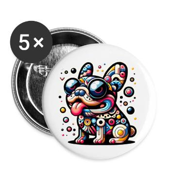 Frenchie bunt - Buttons klein 25 mm (5er Pack) - Weiß - Vorne
