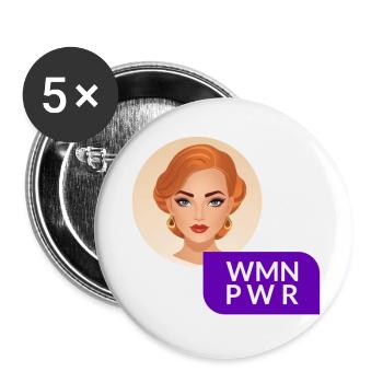 WMN PWR - Visage Féminin - 05 - Lot de 5 petits badges (25 mm) - blanc - Devant