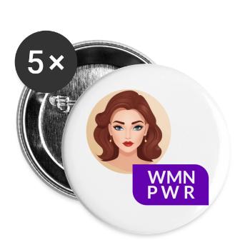 WMN PWR - Visage Féminin - 06 - Lot de 5 petits badges (25 mm) - blanc - Devant