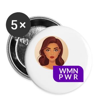 WMN PWR - Visage Féminin - 02 - Lot de 5 petits badges (25 mm) - blanc - Devant