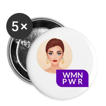 WMN PWR - Visage Féminin - 01 - Lot de 5 petits badges (25 mm) - blanc - Devant