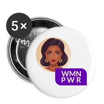 WMN PWR - Visage Féminin - 04 - Lot de 5 petits badges (25 mm) - blanc - Devant
