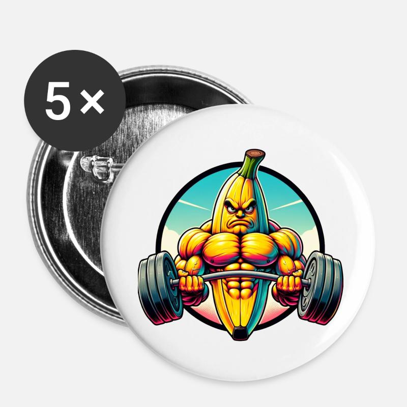 Pumper banane - Lot de 5 petits badges (25 mm) - blanc