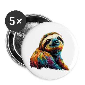 Paresseux arc-en-ciel - Lot de 5 petits badges (25 mm) - blanc - Devant