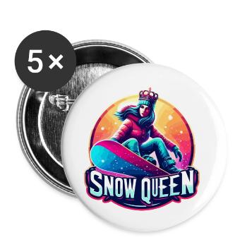 Schneekönigin Winter Snowboard Königin Design - Buttons klein 25 mm (5er Pack) - Weiß - Vorne