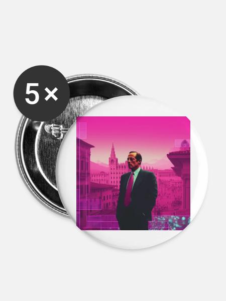 Italien Vaporwave - Buttons klein 25 mm (5er Pack) - Weiß