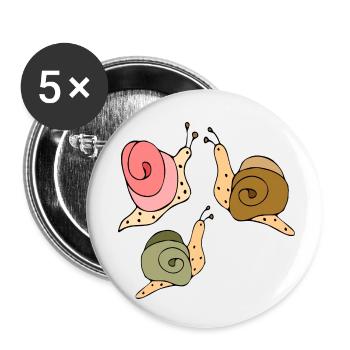 Schnecken - Buttons klein 25 mm (5er Pack) - Weiß - Vorne