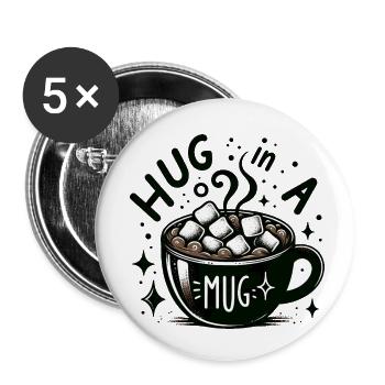 Hug in a mug - Buttons small 1''/25 mm (5-pack) - white - Front