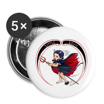 petit diable - Lot de 5 petits badges (25 mm) - blanc - Devant