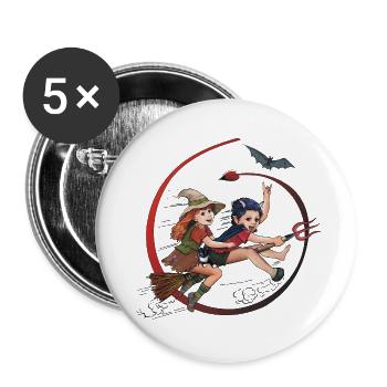 Hexi and Satani - Buttons small 1''/25 mm (5-pack) - white - Front