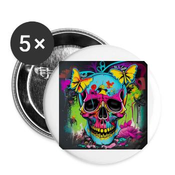 Crâne - Lot de 5 petits badges (25 mm) - blanc - Devant