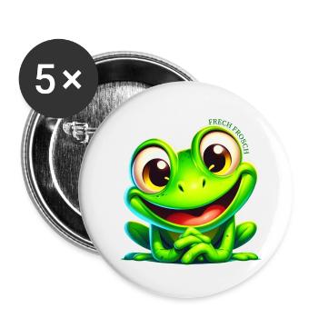 Frech Frosch mit Schrift - Buttons klein 25 mm (5er Pack) - Weiß - Vorne