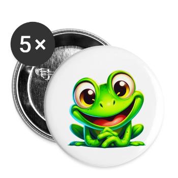 Frech Frosch - Buttons klein 25 mm (5er Pack) - Weiß - Vorne