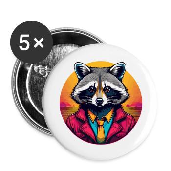 Raccoon - Buttons small 1''/25 mm (5-pack) - white - Front