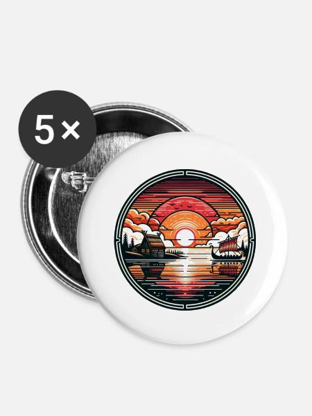 Viking Village - Buttons klein 25 mm (5er Pack) - Weiß