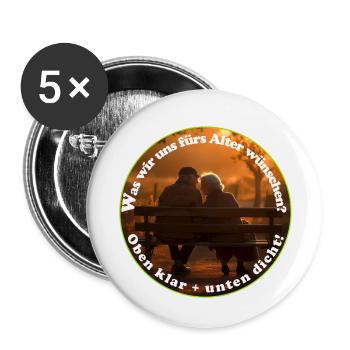Oben Demenz und Unten Inkontinenz - Buttons klein 25 mm (5er Pack) - Weiß - Vorne