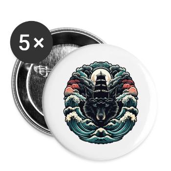Mysticisme nautique : Aventure en voilier - Lot de 5 petits badges (25 mm) - blanc - Devant