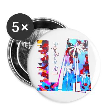 Los Angeles USA America California Patriot Travel - Buttons small 1''/25 mm (5-pack) - white - Front
