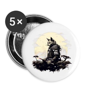 Ronin cat - Buttons small 1''/25 mm (5-pack) - white - Front