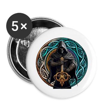 Guerrier celte fantastique - Noeud runique - Lot de 5 petits badges (25 mm) - blanc - Devant