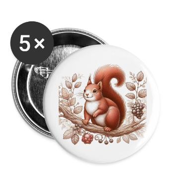 Écureuil - Lot de 5 petits badges (25 mm) - blanc - Devant