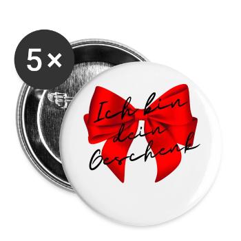 Schleife Geschenkschwarze Schrift - Buttons klein 25 mm (5er Pack) - Weiß - Vorne