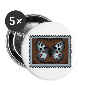Postage Stamp Butterfly - Buttons small 1''/25 mm (5-pack) - white - Front
