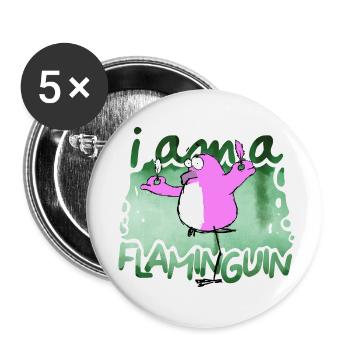 I am a Flaminguin - Buttons klein 25 mm (5er Pack) - Weiß - Vorne