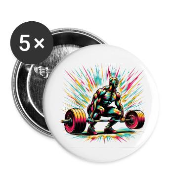 Powerlifting Energie: Kunst-Explosion - Buttons klein 25 mm (5er Pack) - Weiß - Vorne