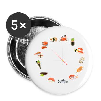 C’est Sushi O ClockC’est Sushi O’Clock Kitc japonais - Lot de 5 petits badges (25 mm) - blanc - Devant