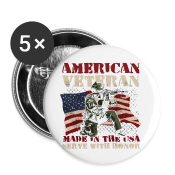 Armée, Guerre, Militaire, Uniforme, Force, Soldat Camouflage - Lot de 5 petits badges (25 mm) - blanc - Devant