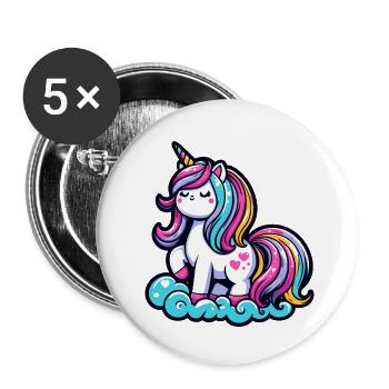 Cute Unicorn on a Cloud - Buttons small 1''/25 mm (5-pack) - white - Front