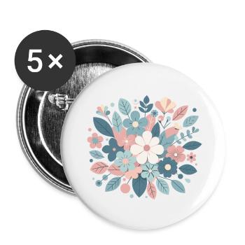 Composition floral couleur pastel - Lot de 5 petits badges (25 mm) - blanc - Devant