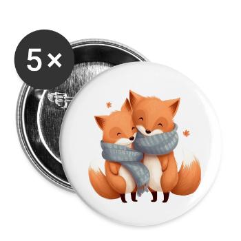 Foxes - Buttons small 1''/25 mm (5-pack) - white - Front