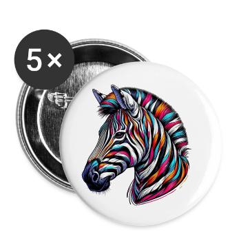 Zèbre - Lot de 5 petits badges (25 mm) - blanc - Devant