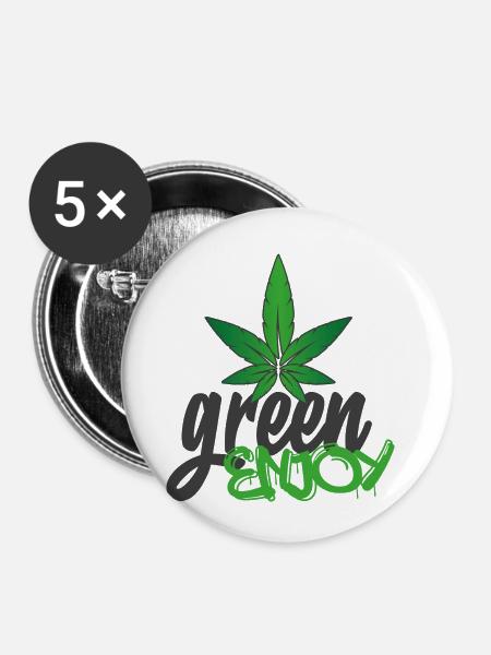 Green Enjoy - Buttons klein 25 mm (5er Pack) - Weiß