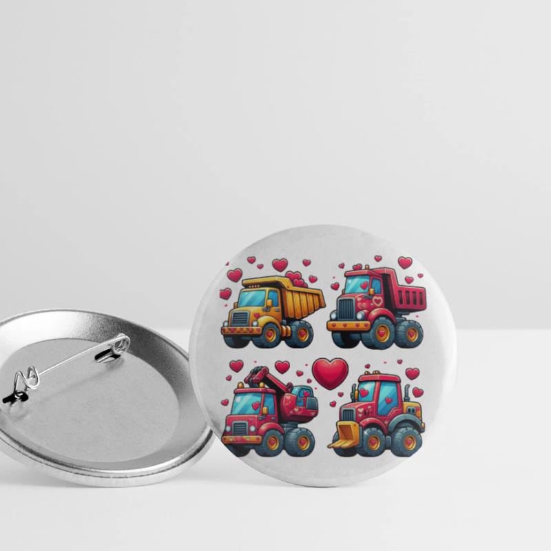 Tiny Builders' Affection - Construction T-Shirt Buttons small 1''/25 mm (5-pack)