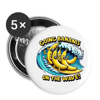 Going Bananas on the Wave - Buttons klein 25 mm (5er Pack) - Weiß - Vorne