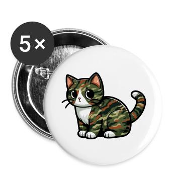 Camouflaged Cat - Buttons small 1''/25 mm (5-pack) - white - Front