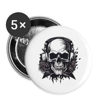 Skull and Bones Designes - Buttons klein 25 mm (5er Pack) - Weiß - Vorne