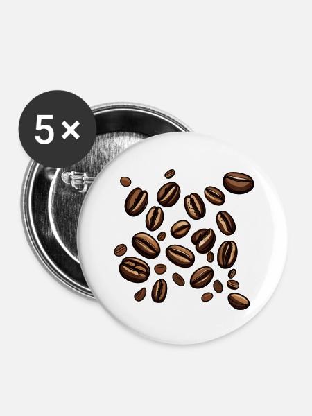 Kaffeebohnen Kaffee - Buttons klein 25 mm (5er Pack) - Weiß
