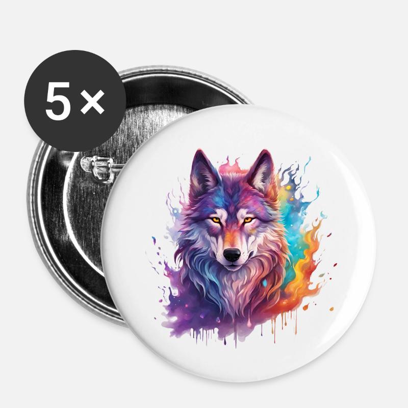 magic wolf - Buttons klein 25 mm (5er Pack) - Weiß