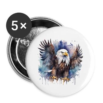 Aigle Volant Power Animal - Lot de 5 petits badges (25 mm) - blanc - Devant
