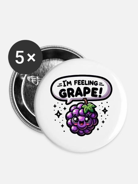 I'm feeling Grape! - Buttons klein 25 mm (5er Pack) - Weiß