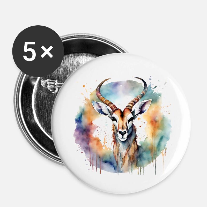 Power Animal Antelope - Buttons small 1''/25 mm (5-pack) - white