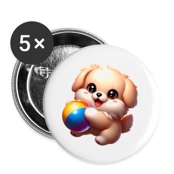 Puppy playing - Buttons klein 25 mm (5er Pack) - Weiß - Vorne