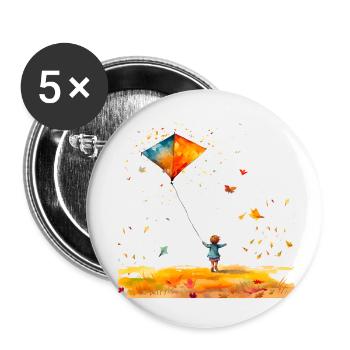 Drachen steigen lassen, gut für Jung und Alt - Buttons klein 25 mm (5er Pack) - Weiß - Vorne