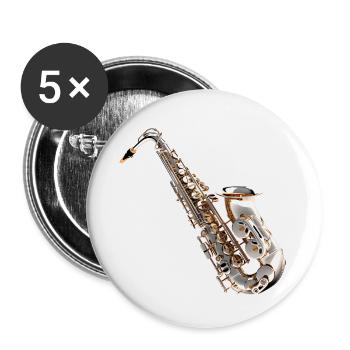 The saxophone is a popular instrument - Buttons small 1''/25 mm (5-pack) - white - Front