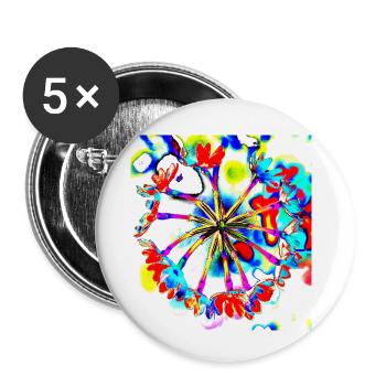 T-Shirt fleuri coloré, chemise tendance, Cool, A733464 - Lot de 5 petits badges (25 mm) - blanc - Devant
